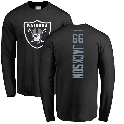 Men Oakland Raiders Black Gabe Jackson Backer NFL Football #66 Long Sleeve T Shirt->oakland raiders->NFL Jersey